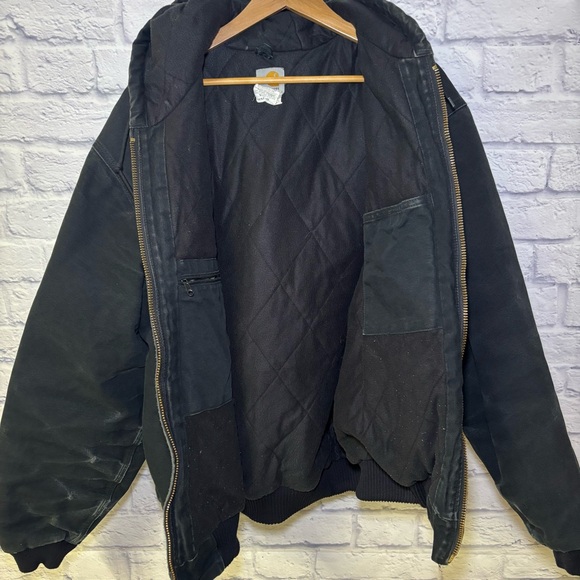 Carhartt Jacket Mens 2XL Tall Black J140 Loose Fit Quilted Hooded Duck Work - Picture 4 of 15